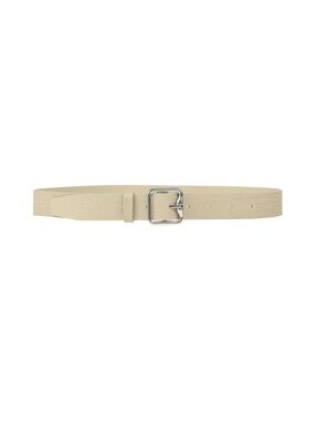 Burberry Cream Leather Belt with Silver Buckle